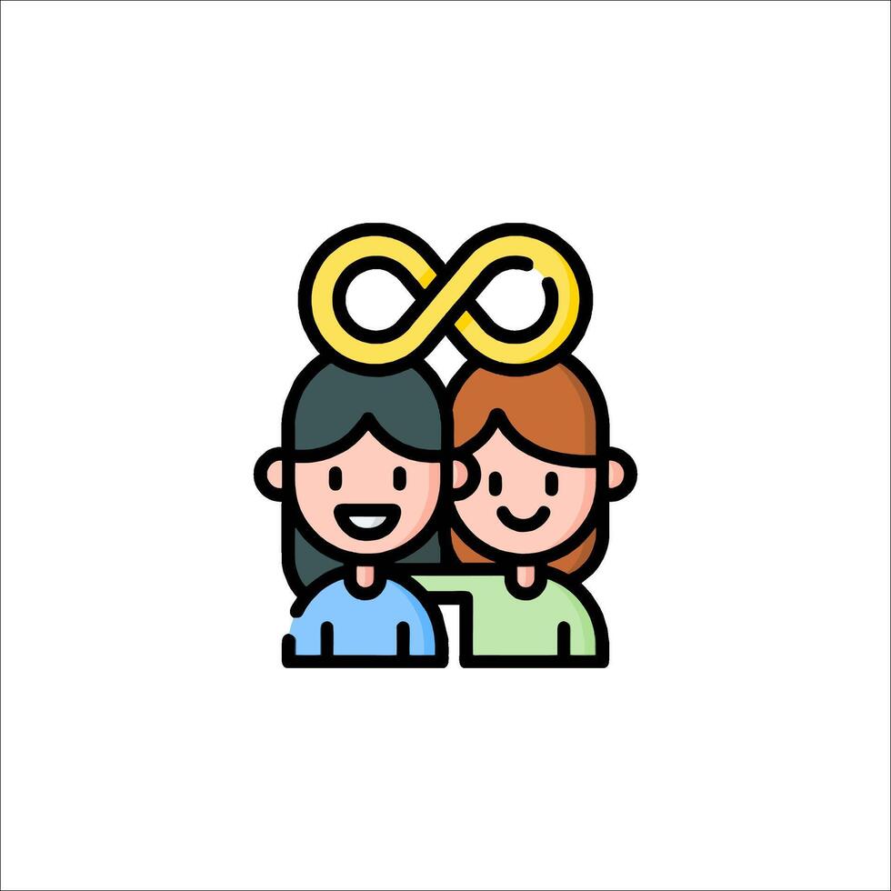 Two people with an infinity symbol on their heads vector