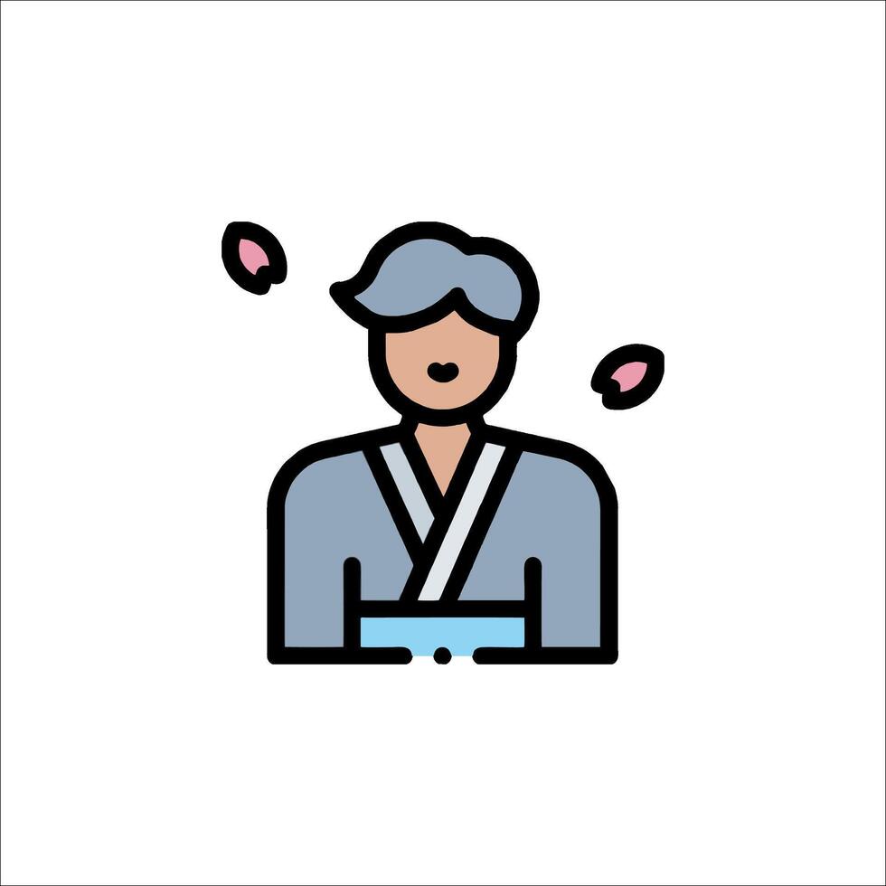 A man in a kimono is holding a flower vector
