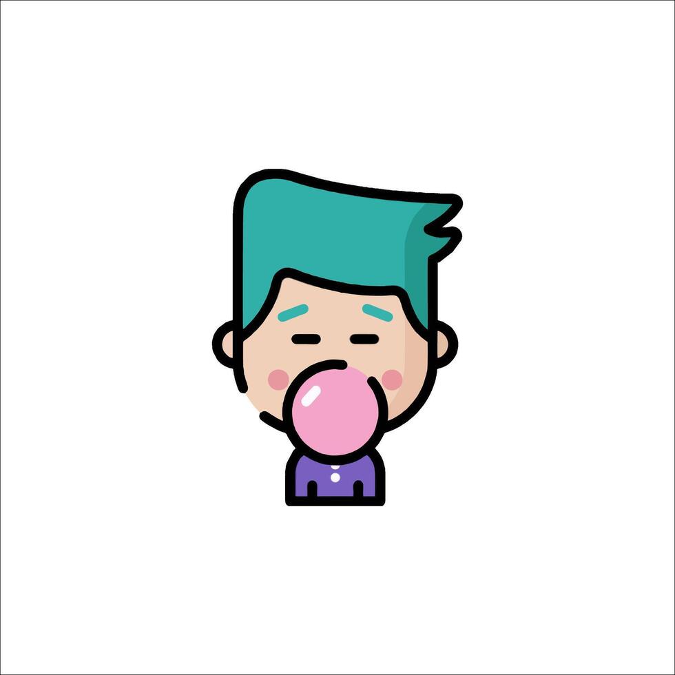 A cartoon character blowing bubble gum vector