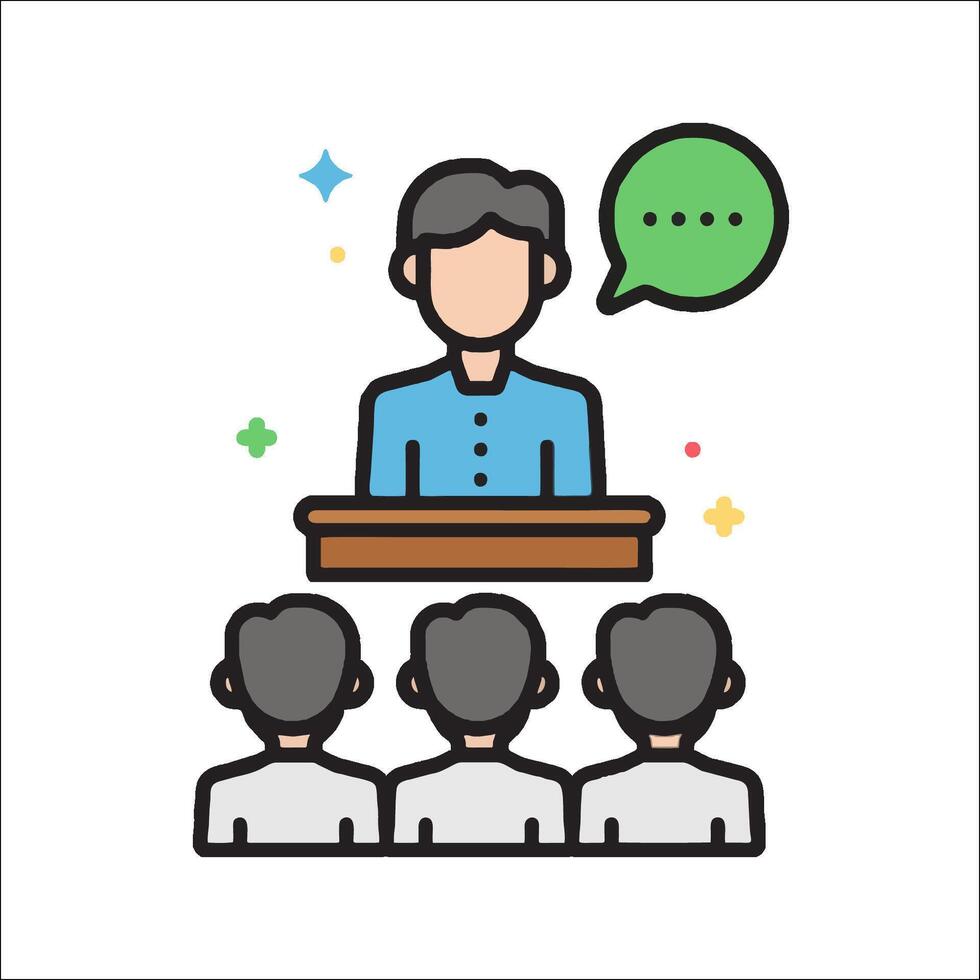 A man giving a speech to a group of people vector