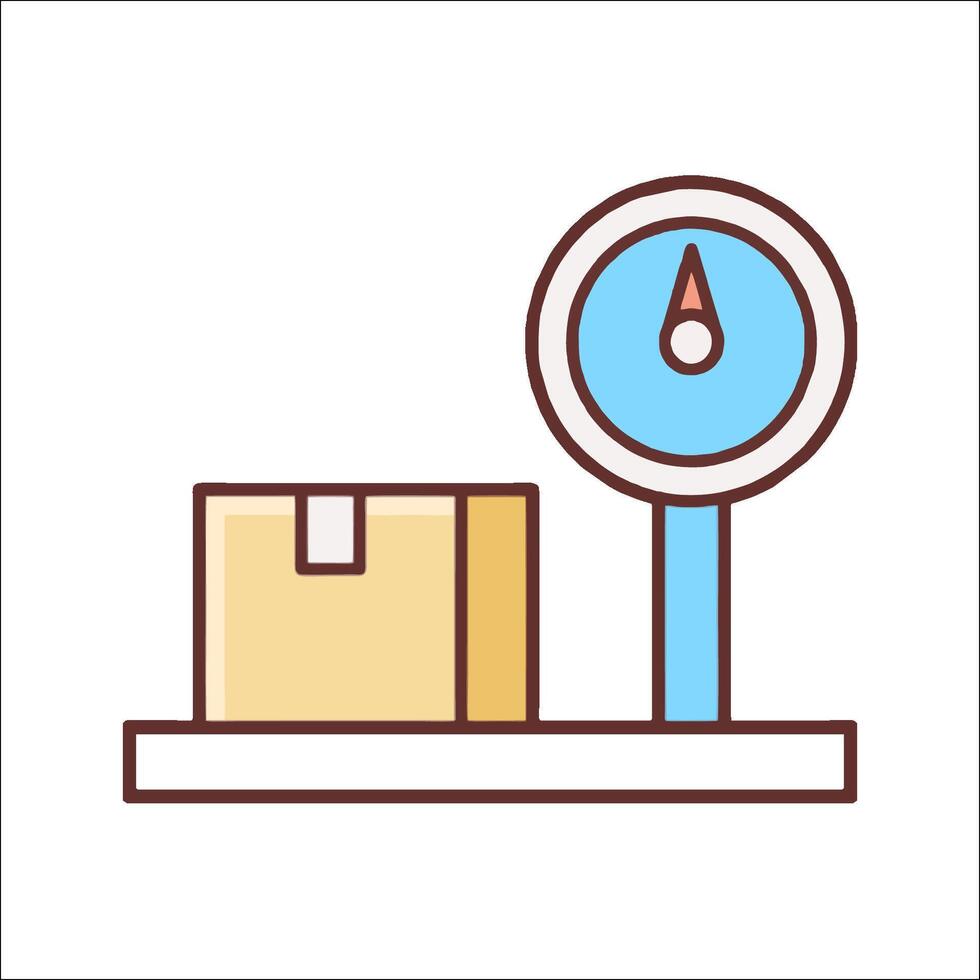 A scale and a box on a table vector