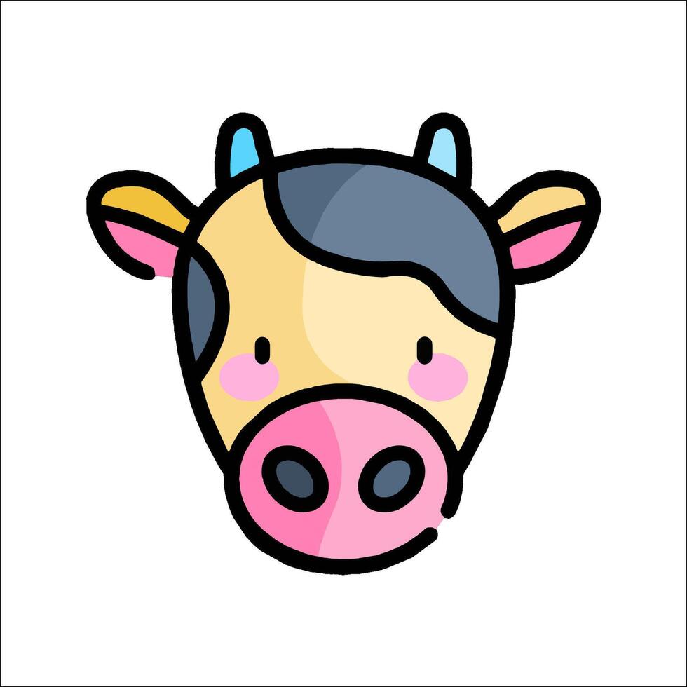 A cartoon cow head with a pink nose vector