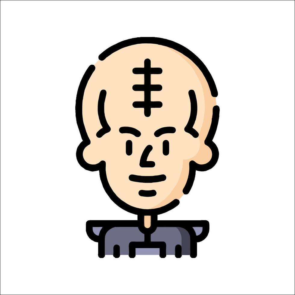 A cartoon man with a bald head and a black shirt vector