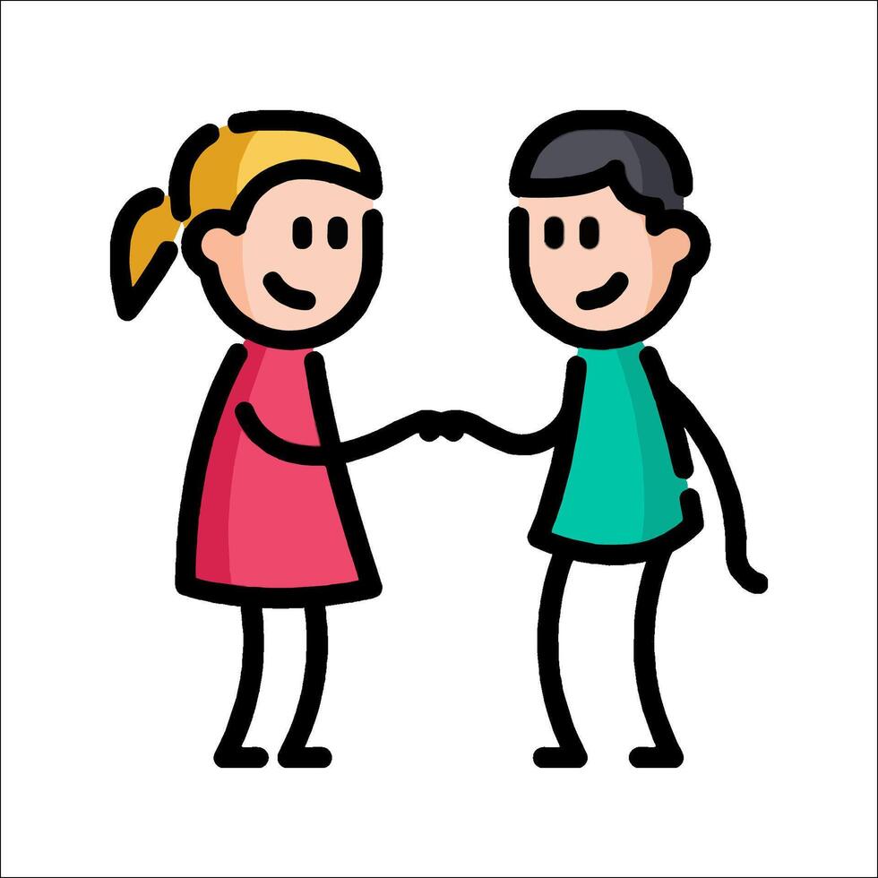 Stick figure of a man and woman shaking hands vector