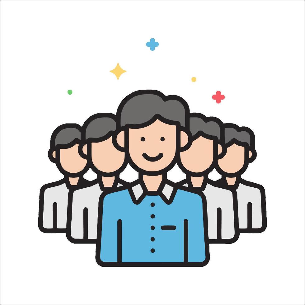 A group of people with a man in the middle vector