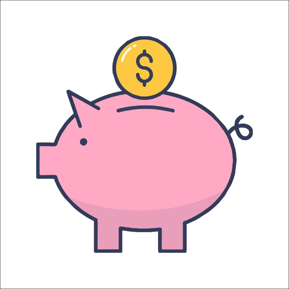 Piggy bank with dollar coin icon vector
