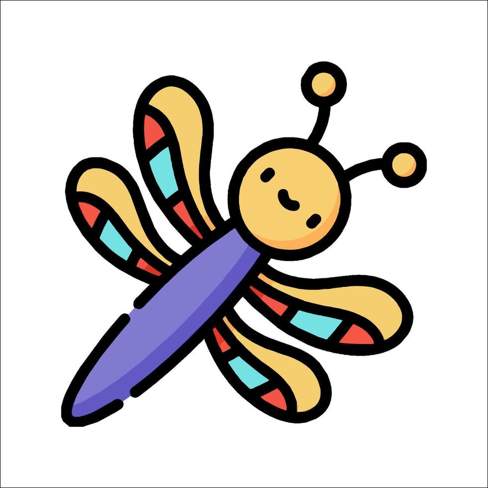 A cartoon dragonfly with a purple and blue color vector