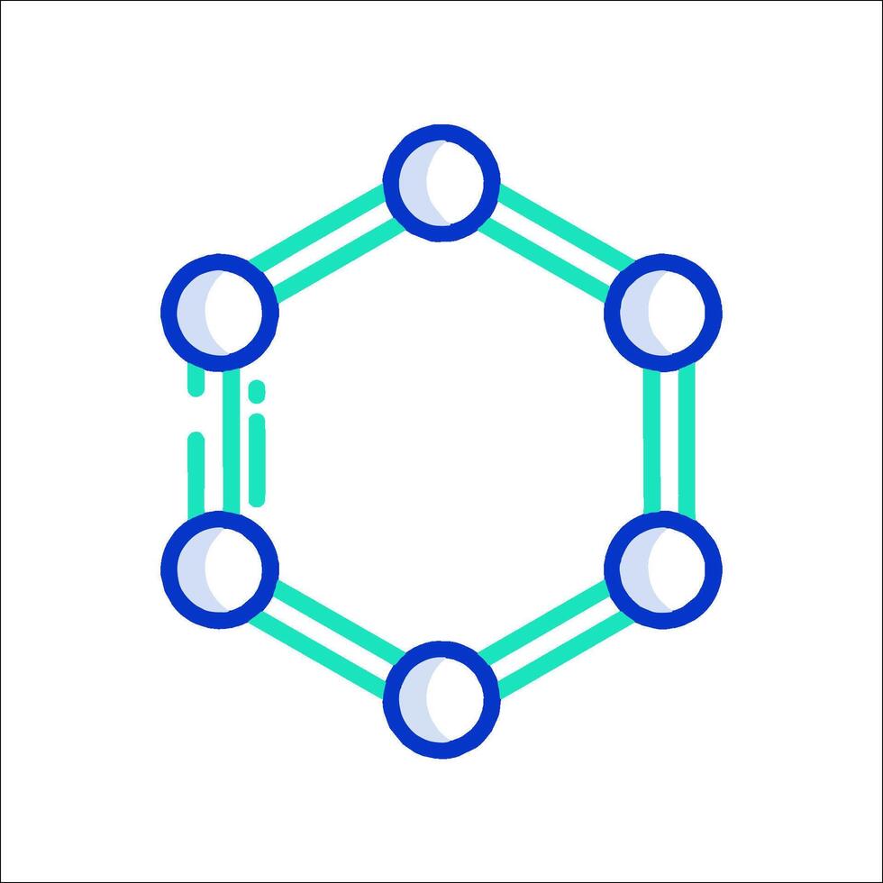 A hexagon with four circles in it vector
