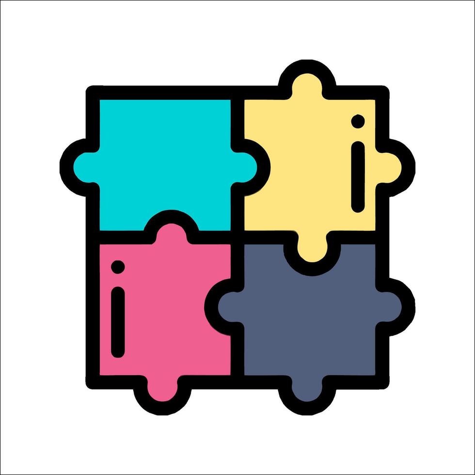 A puzzle piece icon with four pieces vector