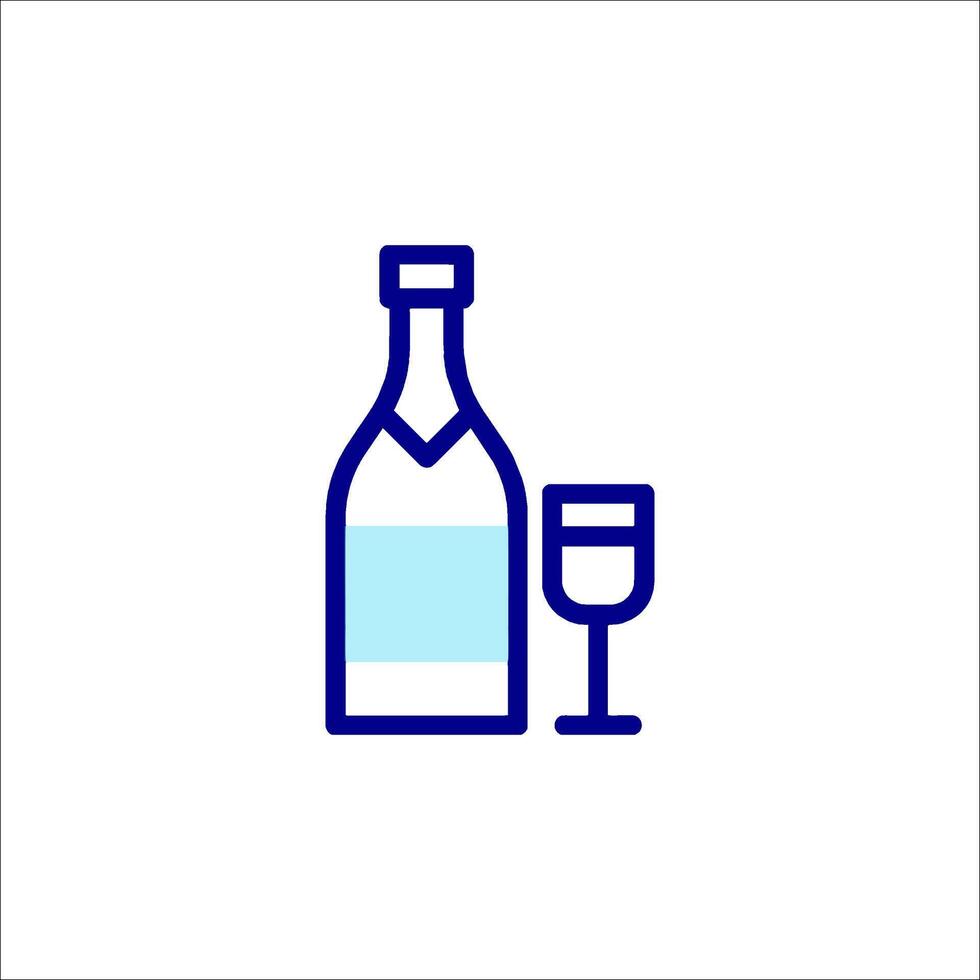 A bottle and glass of wine on a white background vector