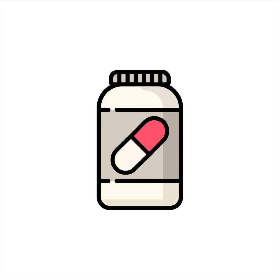 A bottle of pills with a red cap on it vector