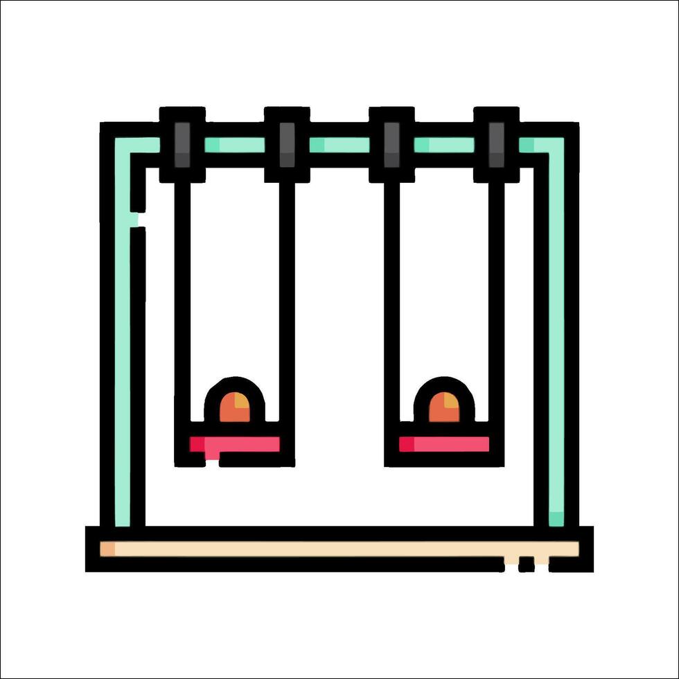A swing set icon with two balls on it vector