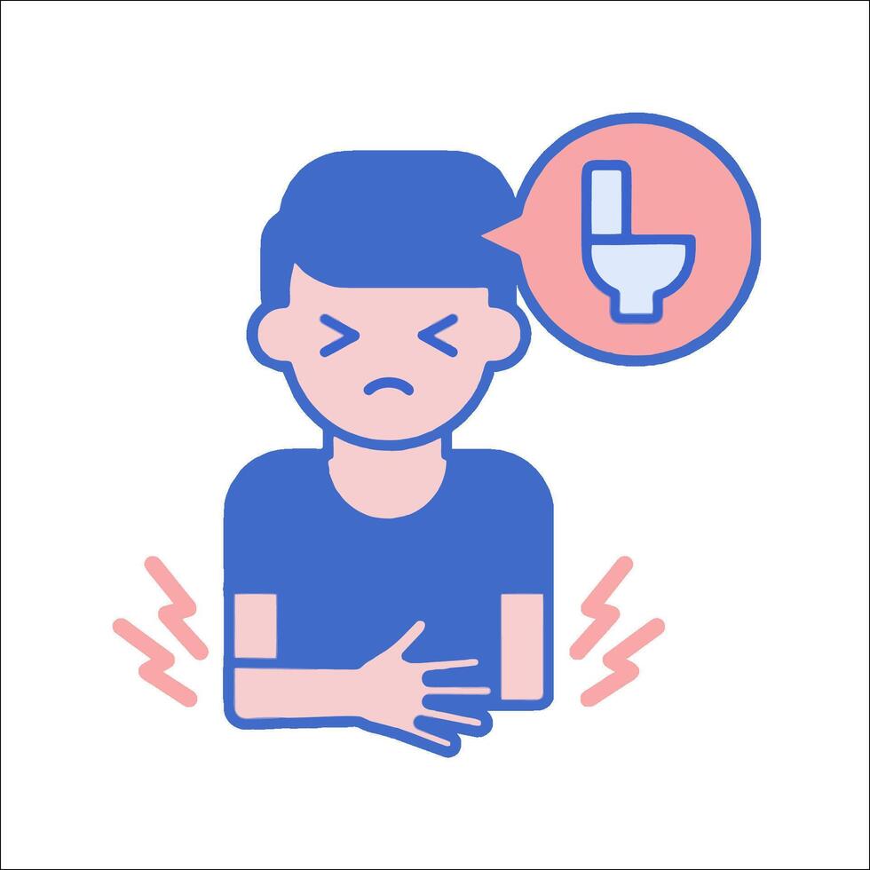 A man with a stomachache and a toilet icon vector