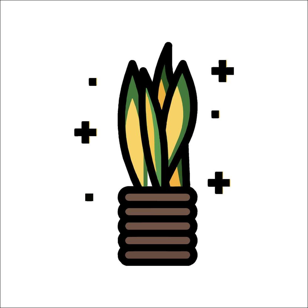 A plant in a pot with a green leaf vector