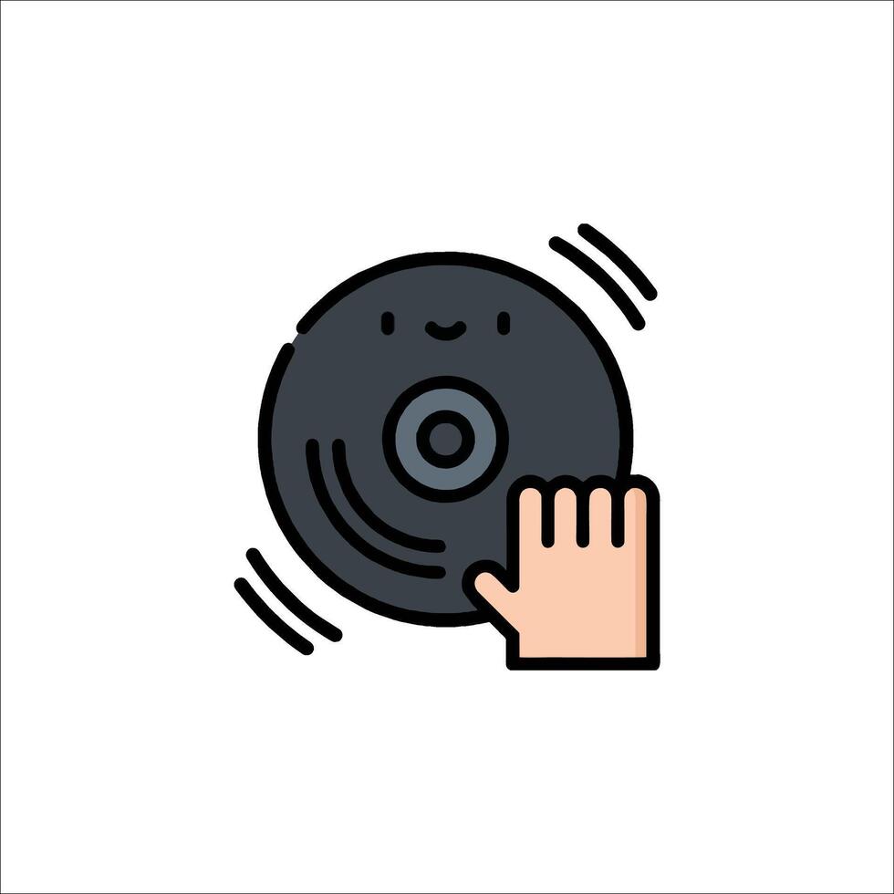 A hand holding a record icon on a white background vector