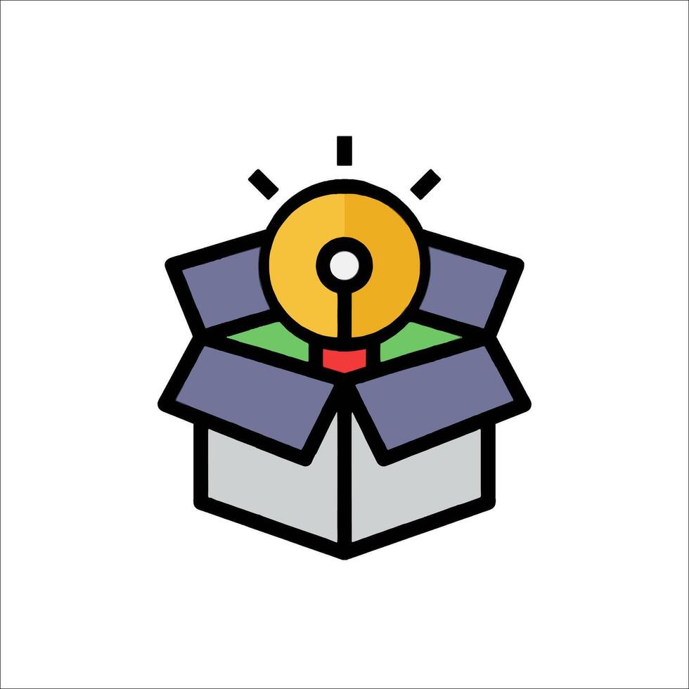 An open box with a light bulb inside vector