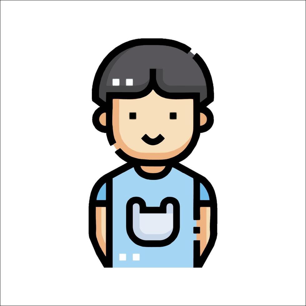 A man with a blue shirt and a black apron vector