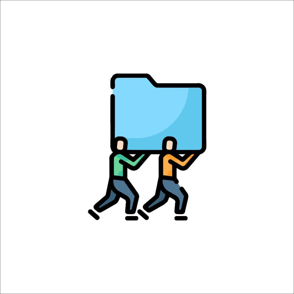 Two people carrying a file icon vector