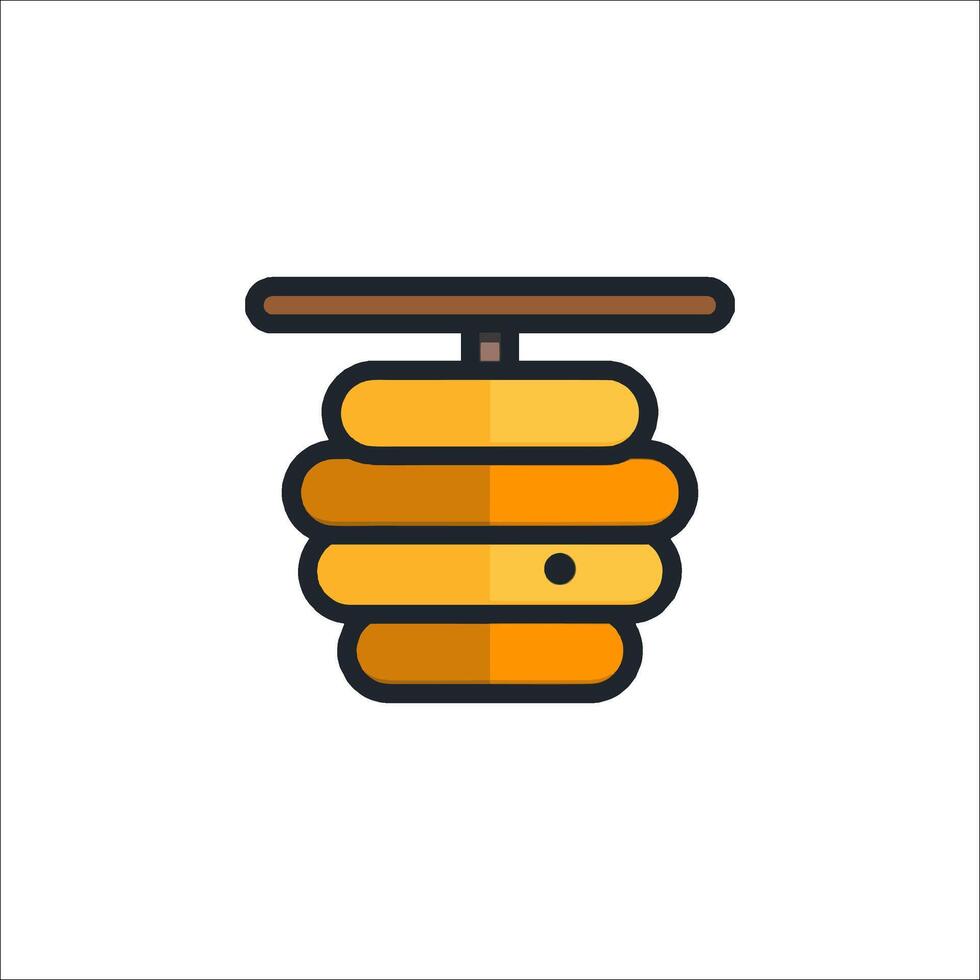 A bee hive icon with a bee on top vector