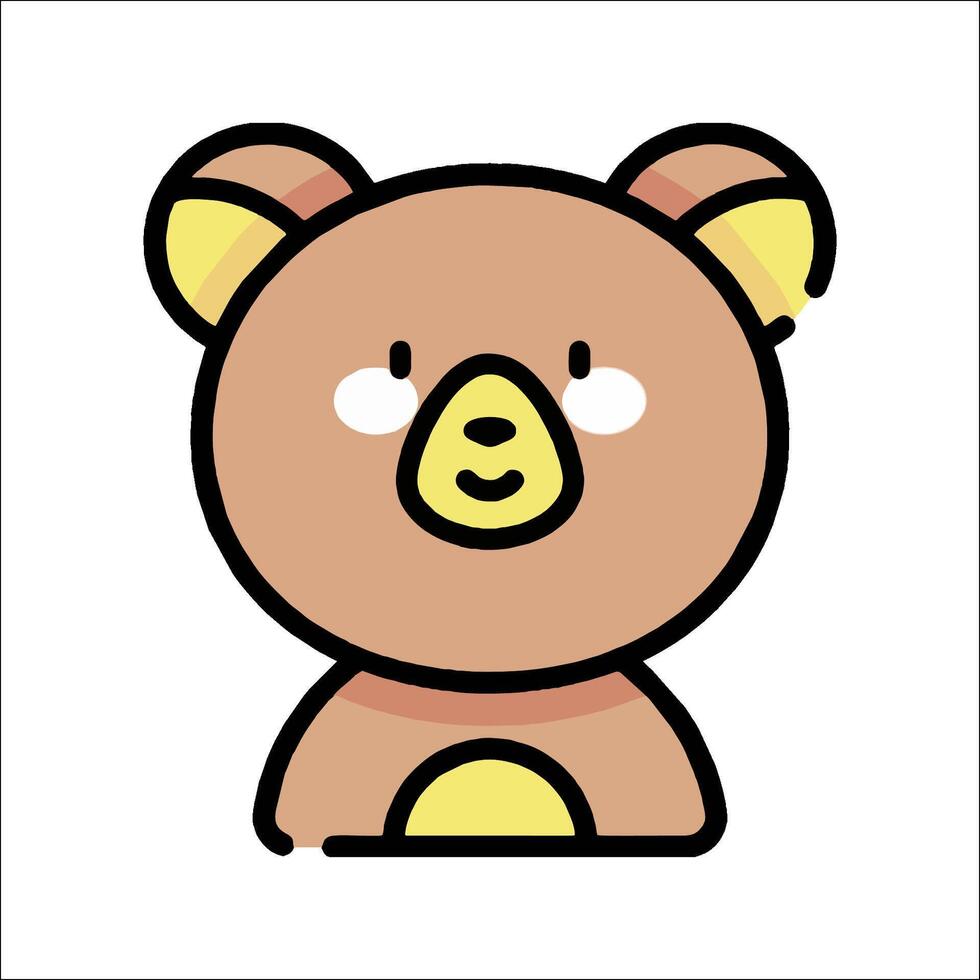 A cartoon bear with a yellow face and brown eyes vector
