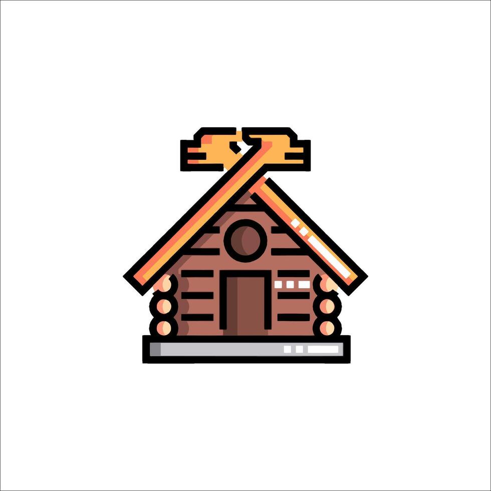 Log cabin icon vector