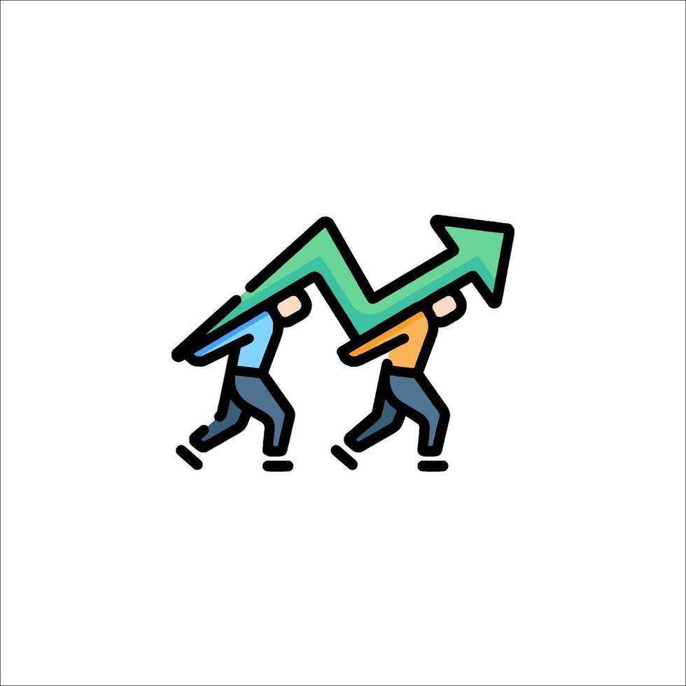 Two people carrying an arrow up a hill vector