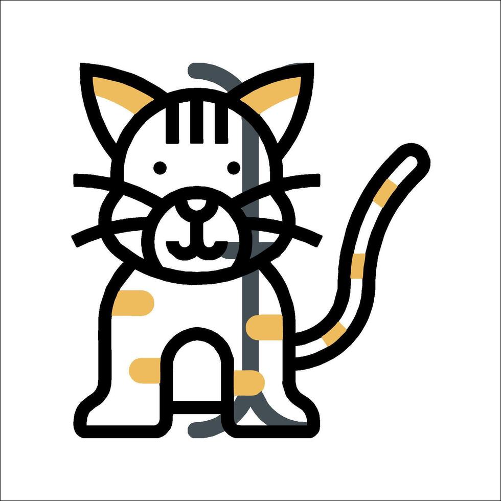 A cartoon cat with a yellow stripe on its face vector