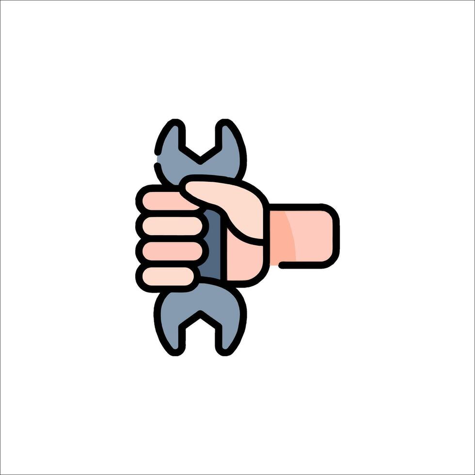 Hand holding wrench icon illustration vector