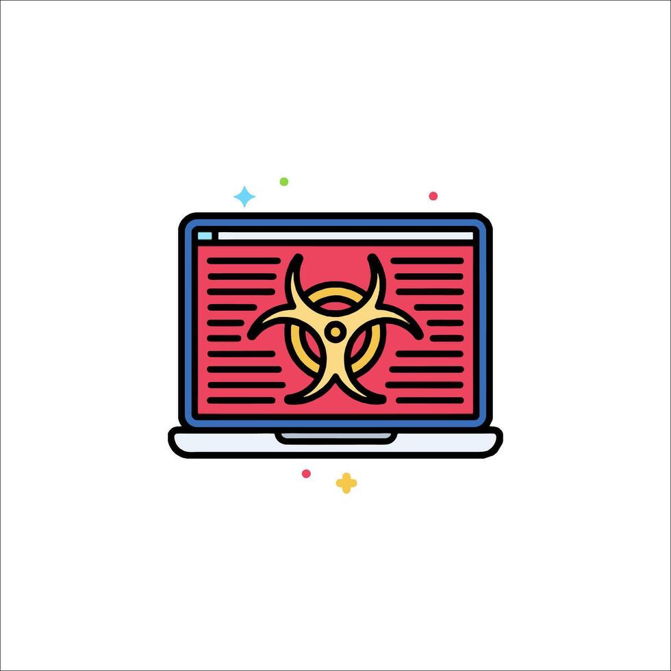 A laptop with a biohazard symbol on it vector