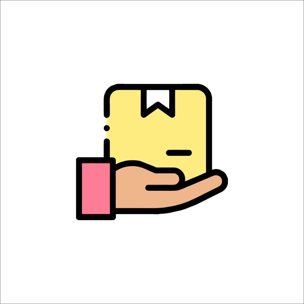 Hand holding a book icon, flat style vector