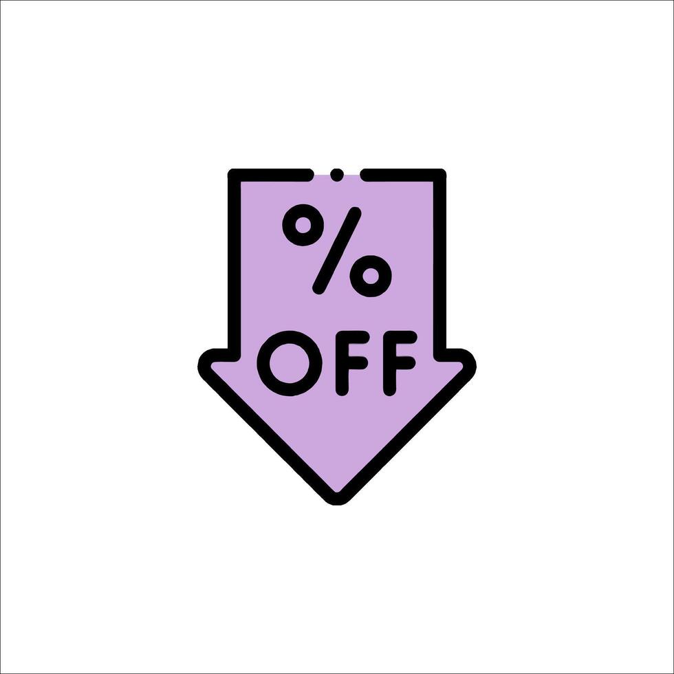 A purple arrow pointing down with the word off vector