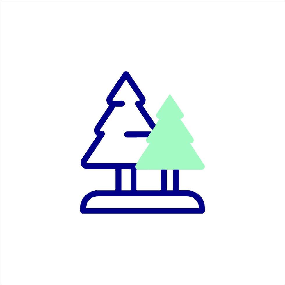 A line icon of two trees on a hill vector