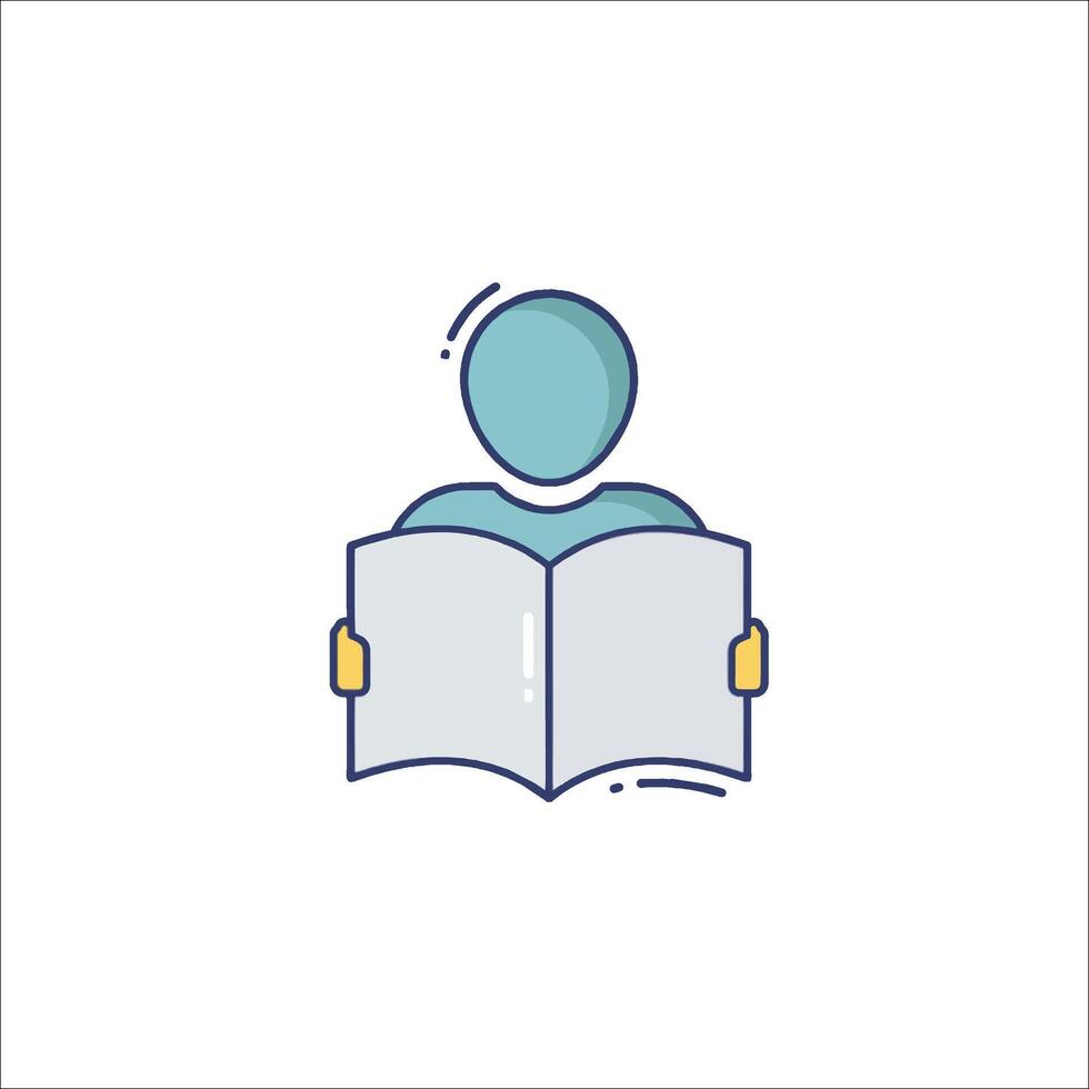 A person reading a book icon vector