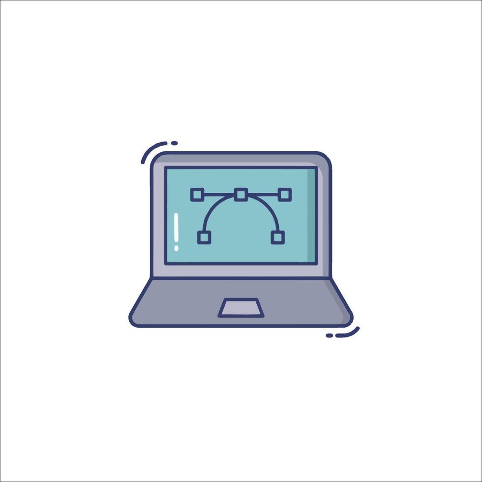 A laptop with a diagram on the screen vector