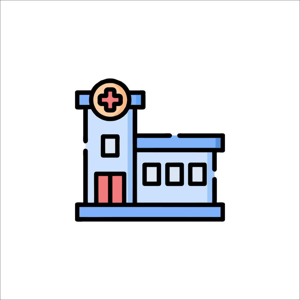 A hospital building icon on a white background vector