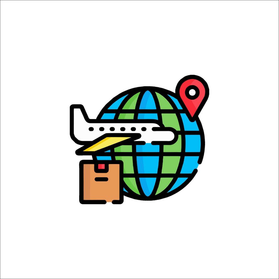 Travel icon with airplane and map vector