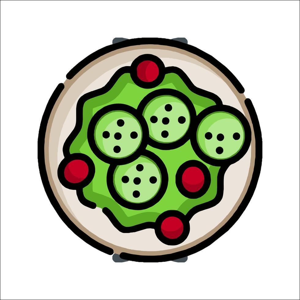 A pizza with cucumbers and tomatoes on it vector