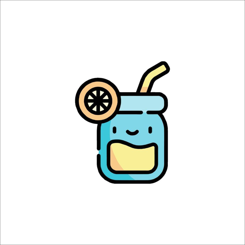 A lemonade drink with a straw and a slice of lemon vector