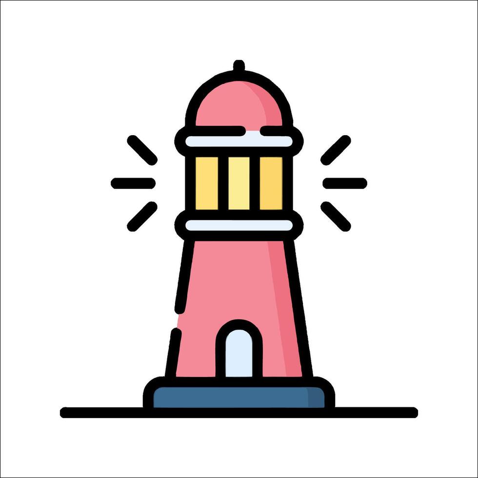 A pink lighthouse icon on a white background vector