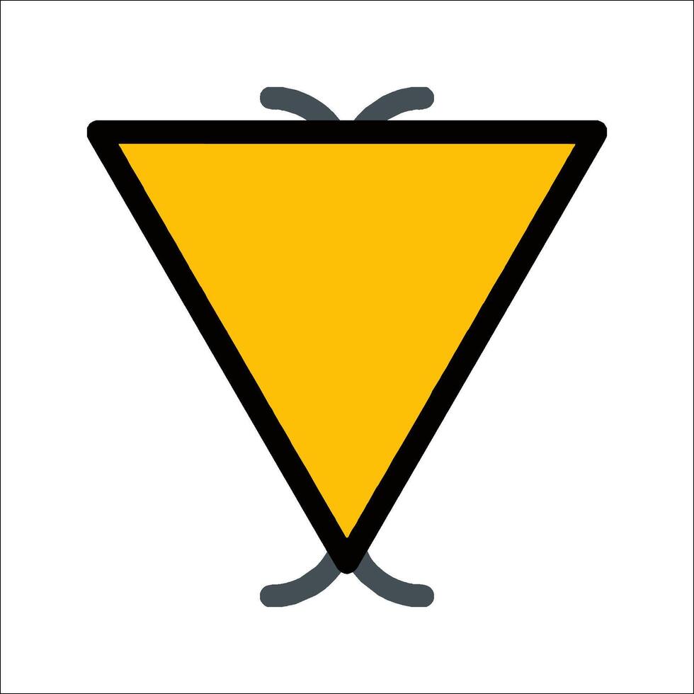 A yellow triangle with a black line on it vector
