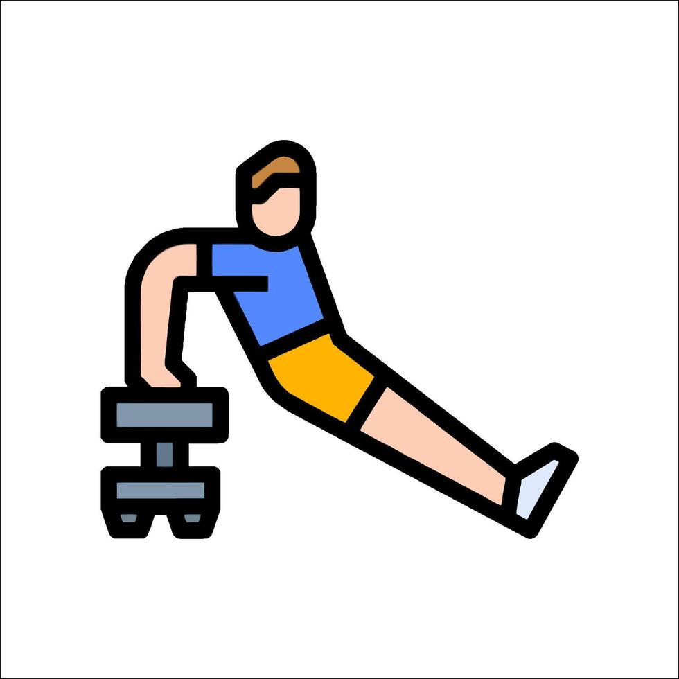 A man doing push ups on a dumbbell vector