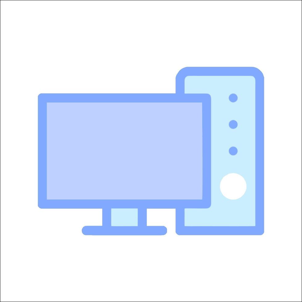 A computer monitor and keyboard icon vector