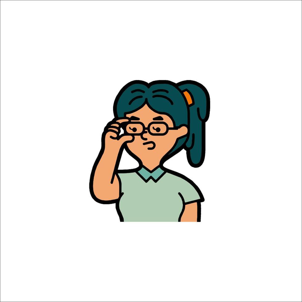 A cartoon woman with glasses on her face vector
