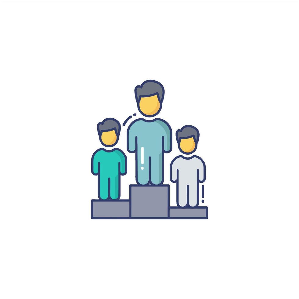 People standing on a podium with a man standing on top vector