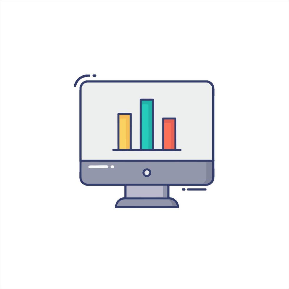 A computer monitor with a bar chart on it vector