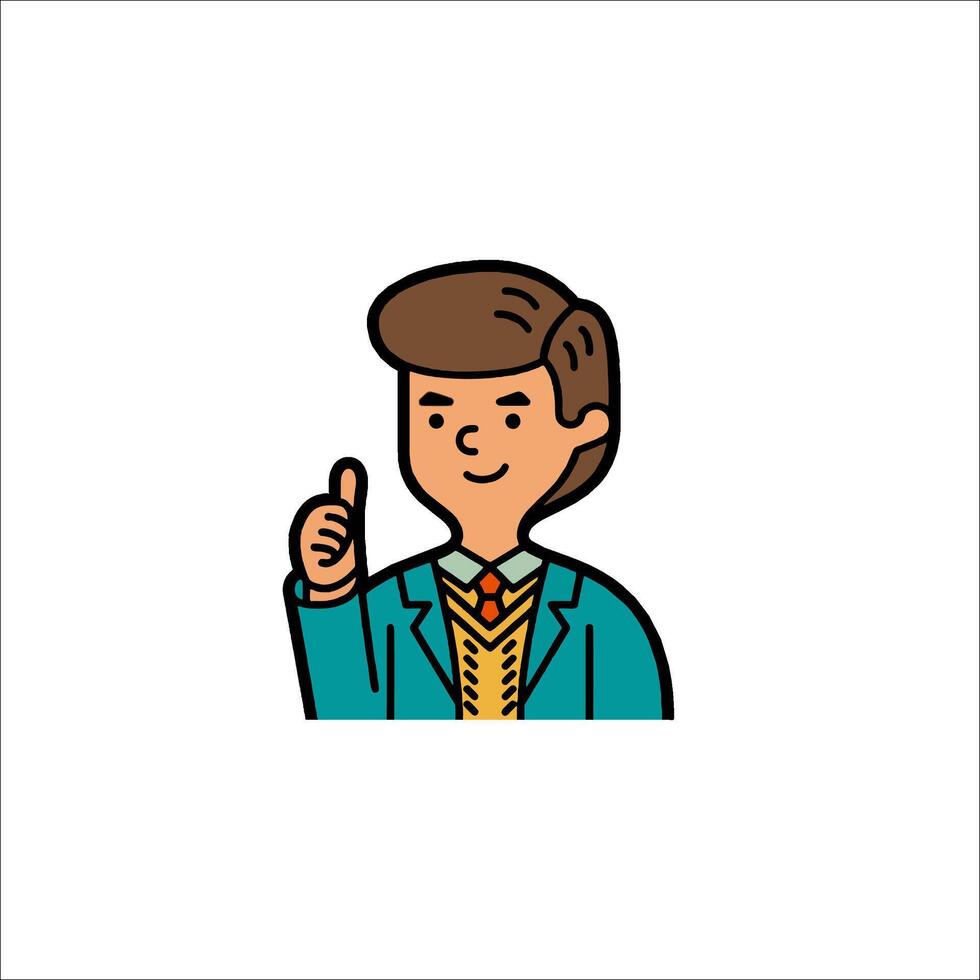 A man in a suit and tie giving the thumbs up vector