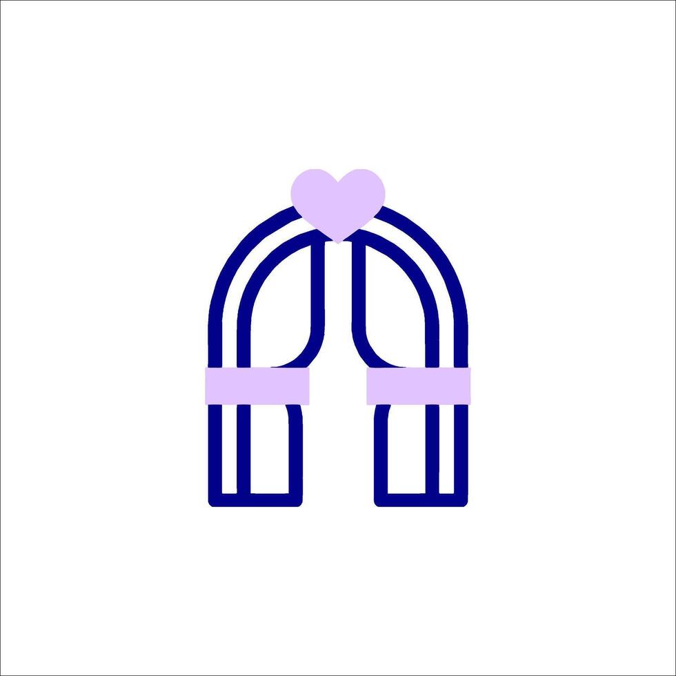 A purple heart shaped icon with a pair of hands vector