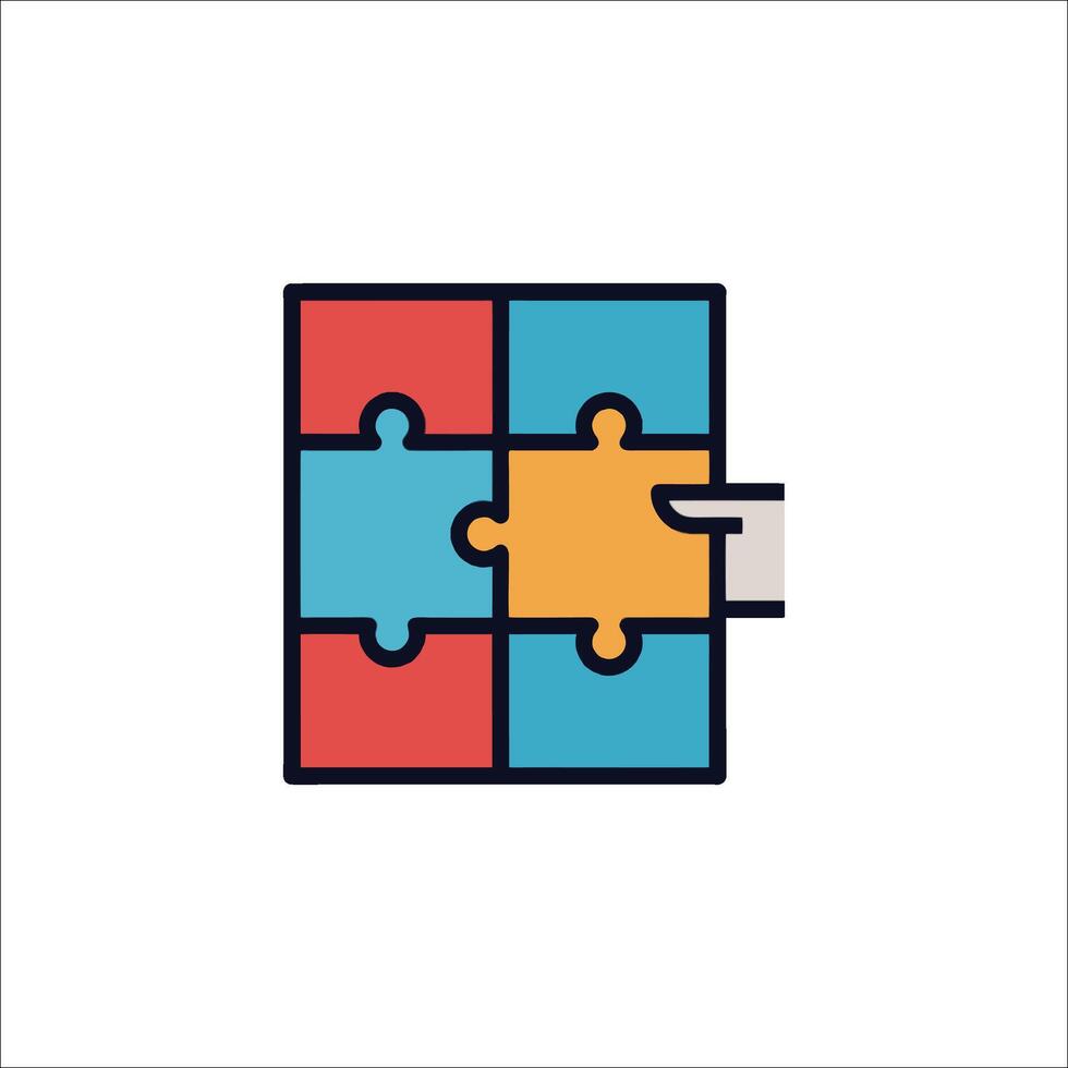 A hand holding a piece of puzzle on a white background vector
