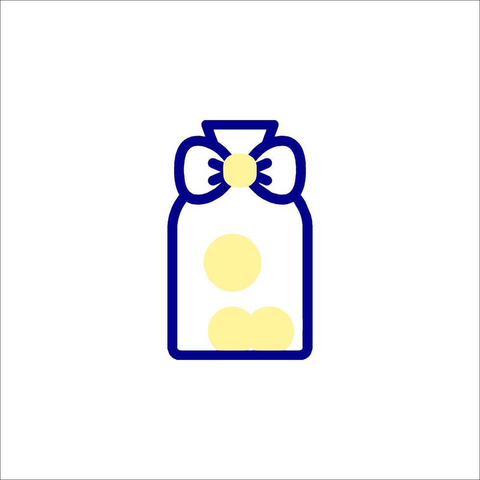 A bottle with a bow on it and a yellow dot vector