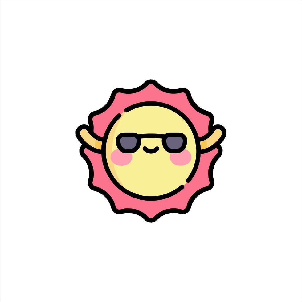 A cute sun with sunglasses on its face vector